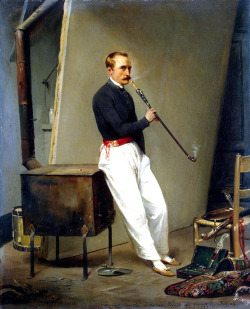 missfolly:  Horace Vernet: Self-Portrait with Pipe, 1835 