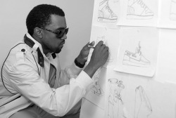 thervlry:  Yeezy working on his Louis Vuitton kicks 