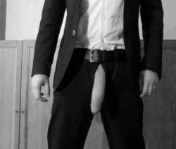 Two things I love: a man in a suit and a thick cock.