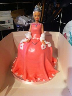 The Barbie doll cake my mum made for a friend of hers. It’s