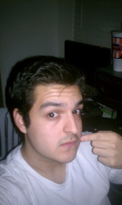 The beginnings of my goal, growing the mustache.
