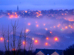 bluepueblo:  Foggy Autumn Night, Burlington Vermont photo via