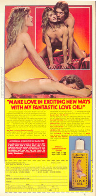 Magazine ad for Marilyn Chambers’ Love Oil, circa 1981