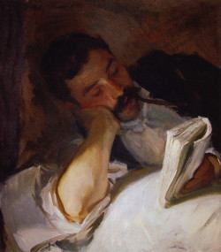 paperimages:  John Singer Sargent, Man Reading (Nicola d’Inverno),