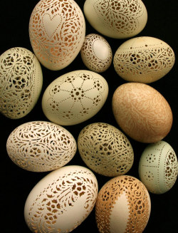 chimpgoods:  Hand carved and etched Victorian Lace chicken eggs
