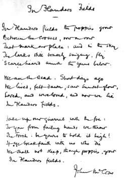 In Flanders Fields, by John McCrae