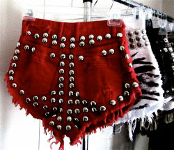 laa-mode:  RETRO Red Ombre STUDDED VTG Denim Cut Off by Colorcodedvintage