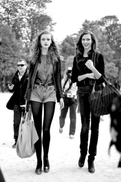 c-a-t-w-a-l-k:  Frida Gustavsson and Karlie Kloss. 