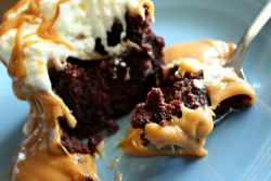 ffoodd:  Super Thick Brownies with Peanut Butter Honey Caramel