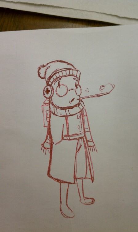 Chilly Medic doodle at work. I borked his coat, oh well.