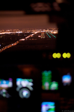 youlikeairplanestoo:  Cockpit. Nighttime. Delicious Bokeh. Really