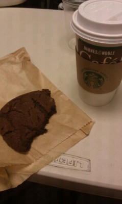 Today brandon and I got cookies and coffee from the Barnes&noble
