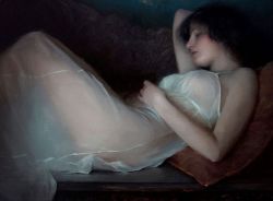 missfolly:Reclining in White (detail), by Jeremy Lipking