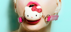 bdboss:  daddeeztigger:  Hello Kitty gag!!!!  We like that one