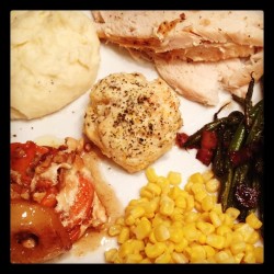 I made this all by myself. Herb crusted turkey, bacon French