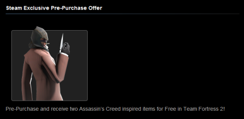 drvalkyrie:  eggsandvich:  Brb punching my screen.damn you valve   FUCK IT. I’M BUYING ACR JUST FOR THIS. AND I DON’T EVEN PLAY SPY AND I HAVE YET TO FINISH AC2 BUT I NEED THESE  Omg, CK! CK LOOK!