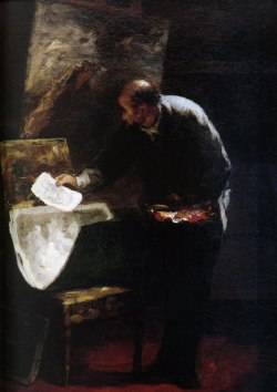 loquaciousconnoisseur:  Honoré Daumier Peintre feuilletant un