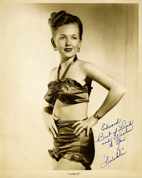    Twinkles Vintage 40’s-era promo photo personalized to: “Edward — Best of Luck and Wishes to You".. Twinkles was a featured performer at the 1947 ‘Cavalcade Of Stars’ VFW benefit show; in Oklahoma City, Oklahoma..   