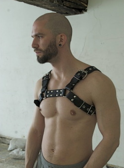 filthyslaveboy:  the-alley:  Head  yes Sir!   Nipples and harness