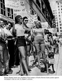 Jennie Lee (aka. “The Bazoom Girl” ) walks the picket