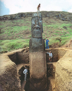 causam:  The Easter Island heads have bodies  