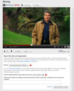 no-an3sthesia:   Report Rick Perry’s new video as promoting