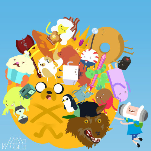 awkwardpandaisawkward:  insanelygaming:  Katamari Time - byÂ Adam Bayley Katamari meets Adventure Time!  this is awesome. 