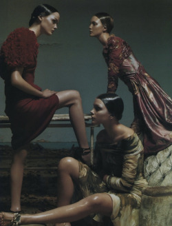 Jessica Stam, Caroline Trentini and Lisa Cant by Steven Meisel