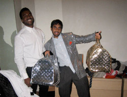 awesomepeoplehangingouttogether:  Kanye West and Aziz Ansari