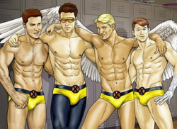 fuckyeaharchangel:  faolanredwolf:  Superhero Beefcakes  *Fans self* Art by Joe Phillips 