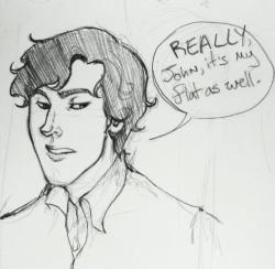 sketching out some details for a short porny Sherlock/John comic