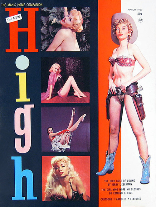 burleskateer:  “Consider the Lilies of the (Burlesque) Field”.. Lili St. Cyr (standing) and Lilly Christine (bottom inset) are featured simultaneously on the March ‘59 cover of ‘High: The Man’s Home Companion’ magazine..