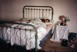  A photo of Kurt Cobain in the bedroom of his North Seattle home,