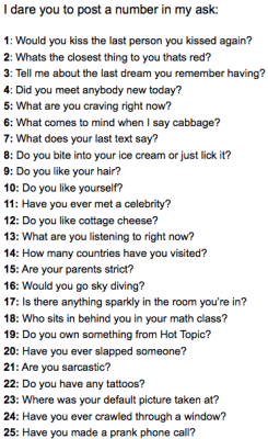 ohmytrang:  I will answer any of these. 