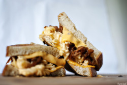 oohhhbaby:  grilled mac & cheese with pulled pork 