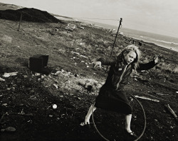 Helen and her hoola-hoop, Seacoal Camp, Lynemouth, Northumberland