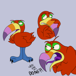 Some quick drawings of Tookie the Toucan, from Silent Hill: Shattered