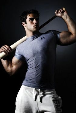 grabyourankles:  Daniel Ashton Johnson with a baseball bat