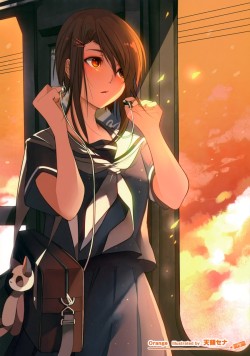 shy-azusa:  1girl absurdres artist request bag brown hair cloud