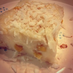 My mother’s Maja Blanca con Mais. It’s similar in