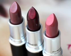 cl-a-s-s-y:  purple red and pink lipsticks by M.A.C. 