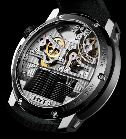 moare:  thefibonaccist:  unknownskywalker:  HYT H1 Hydro-Mechanical watch by HYT Watches The H1 is the first timepiece ever to combine mechanical and liquid engineering. Pistons in the movement move the bellows. As one expands the other one compresses