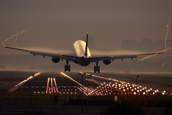  the aeroplane flies high… turns left looks right