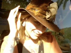 Hiding my face from the bright ass sun!!! Thanks, Cat-Skull Cowboy