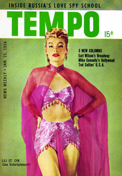 Lili St. Cyr graces the cover of a January ‘54 issue of