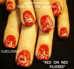 robinmosesnailart:   HOW TO PAINT FILIGREE red on red valen…