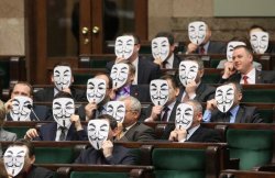 youranonnews:  In protest of ACTA, Polish Parliament members