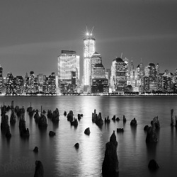 black-and-white:  A beacon of hope shines in the city that never