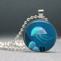 prettythingsonetsy:  Jelly Fish, Sea Life, Photo Pendant, Glass