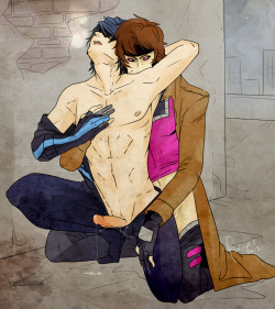 fwips:  NSFW!Gambit/Nightwing commission done for Swingfox! Hope